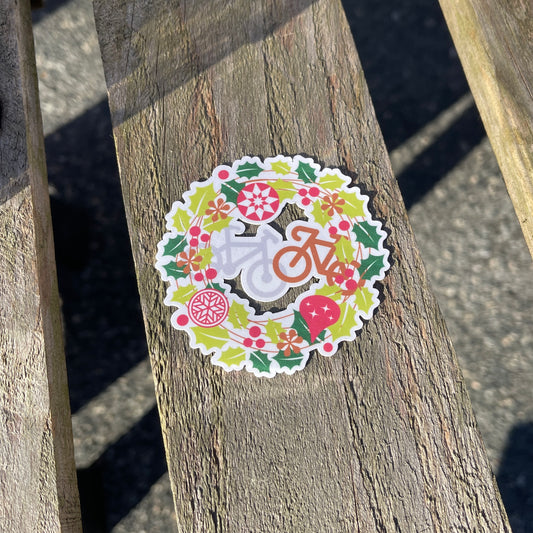Bike Christmas Wreath Sticker